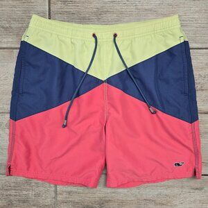 Vineyard Vines Color Block Swim Trunks Men Multicolor Lined Beach Pool Resort S